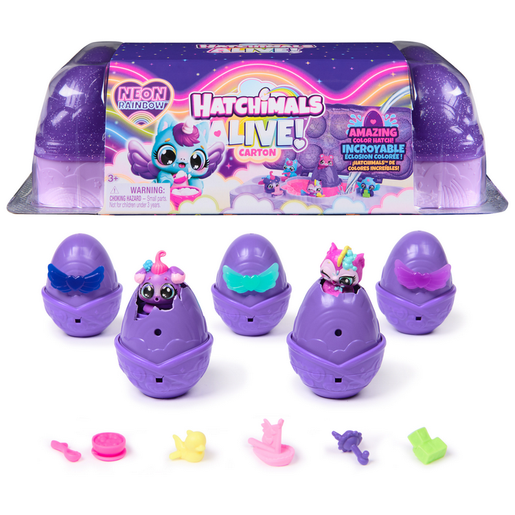 Žaislinių figurėlių rinkinys Hatchimals Alive Neon Rainbow Carton aprašymas - Prekės nuotrauka