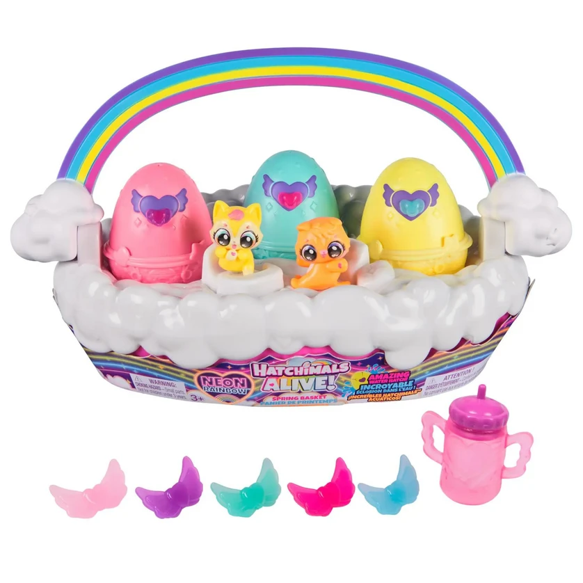 Žaislinis krepšelis Hatchimals Alive Neon Rainbow aprašymas - Prekės nuotrauka