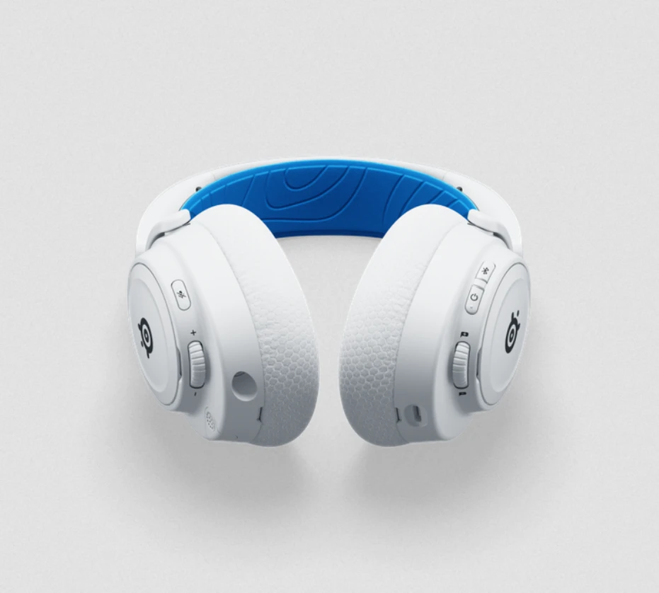 Belaidės ausinės su mikrofonu SteelSeries Arctis Nova 7P Over-Ear, Baltos/Mėlynos spalvos aprašymas - Prekės nuotrauka