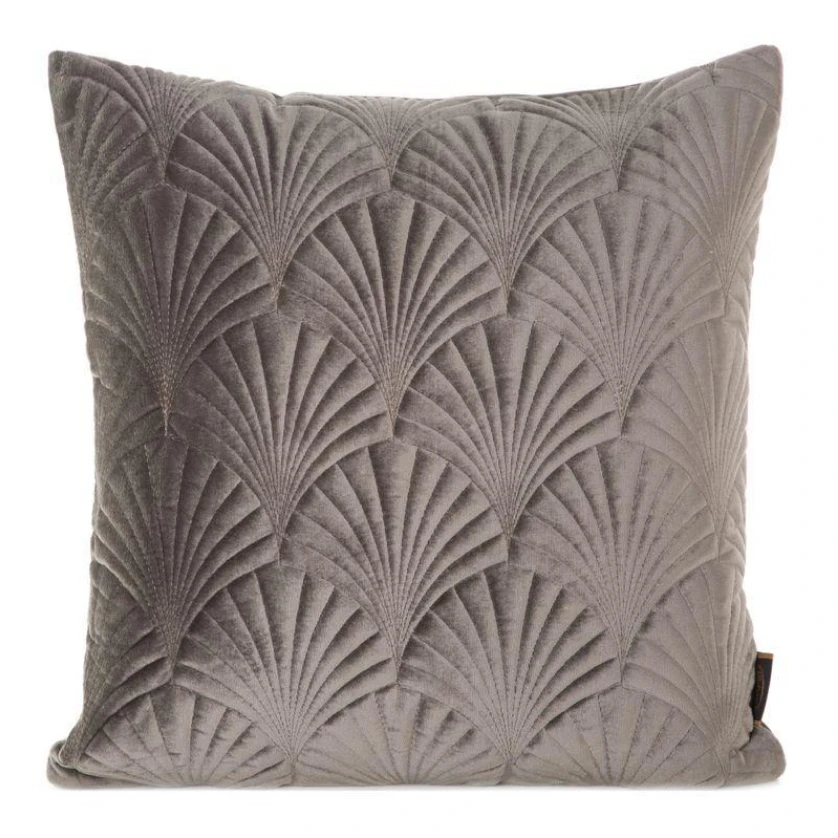EUROFIRANY PREMIUM RIA2 Pagalvės užvalkalas iš minkšto aksomo, dygsniuotas tradiciniu siuvimo būdu, art deco raštas, 45 x 45 cm, spalva: tamsi smėlio aprašymas - Prekės nuotrauka