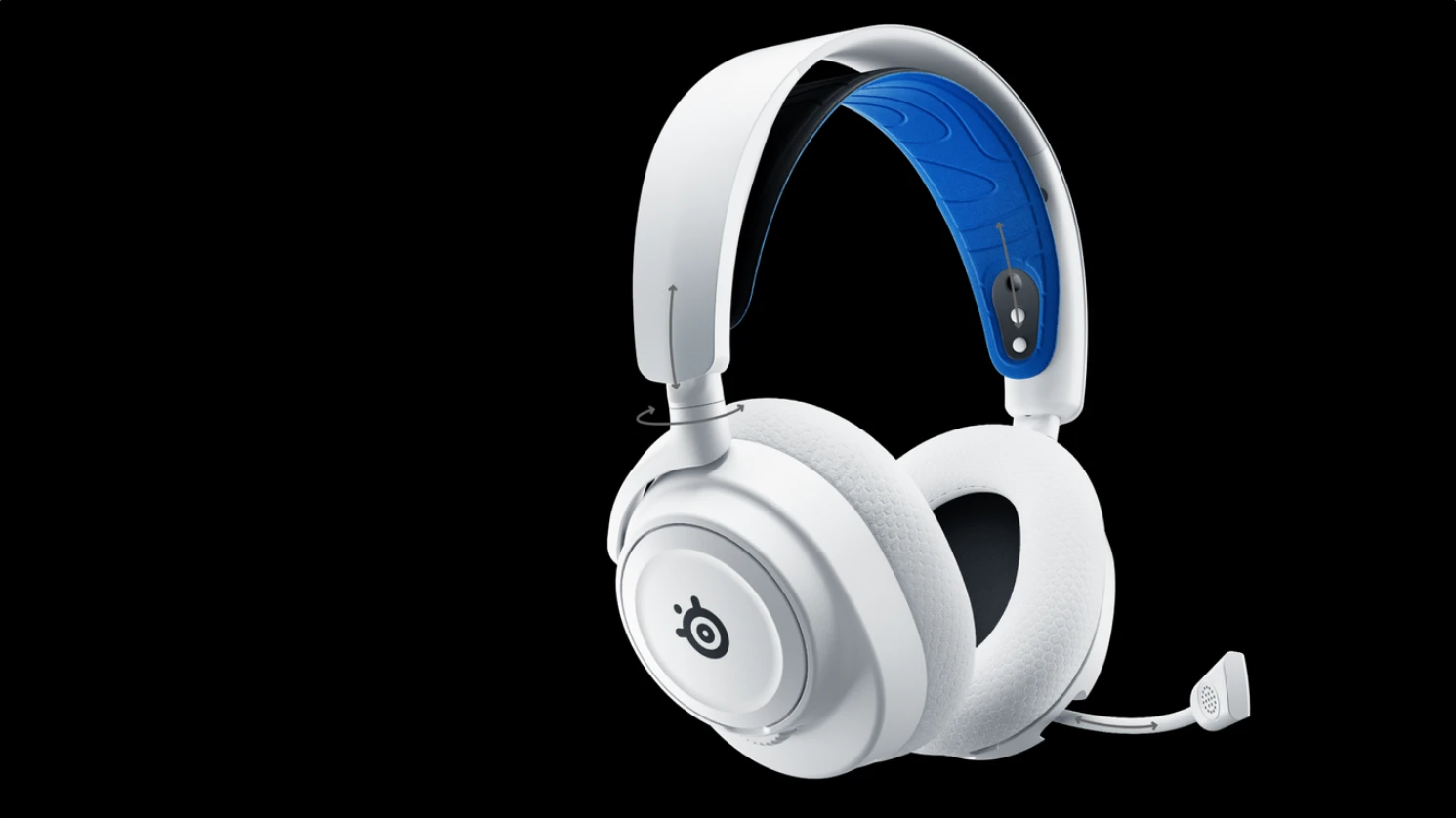 Belaidės ausinės su mikrofonu SteelSeries Arctis Nova 7P Over-Ear, Baltos/Mėlynos spalvos aprašymas - Prekės nuotrauka