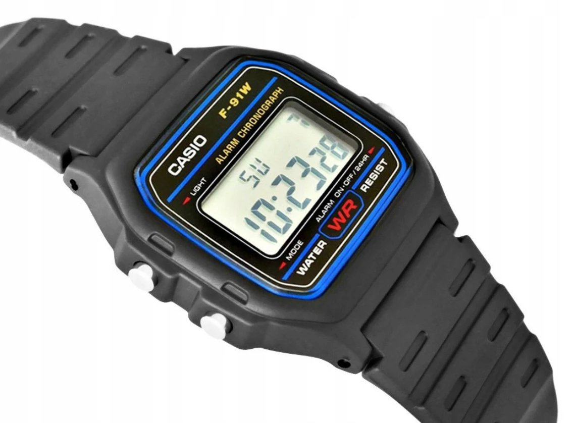 Vyriškas laikrodis Casio F-91W-1YER, Juodas aprašymas - Prekės nuotrauka