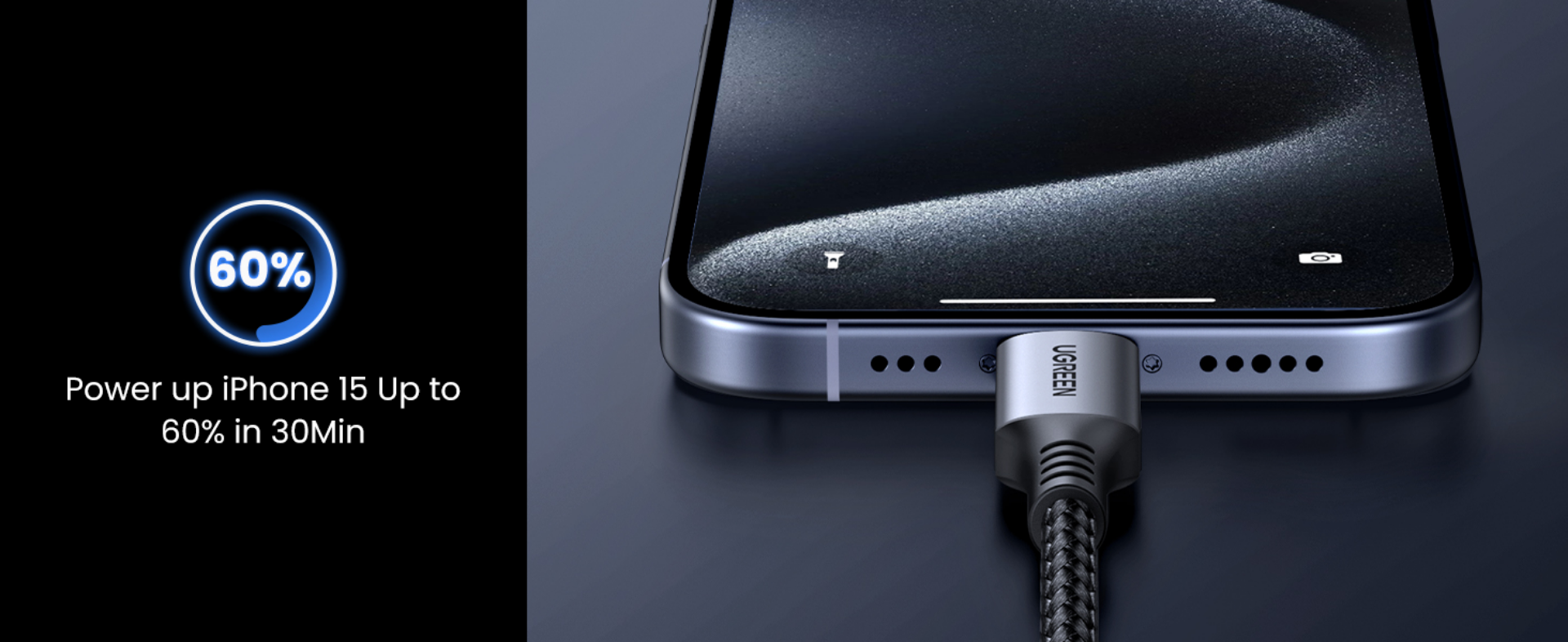 Kabelis Ugreen 60W USB-C, 1 m aprašymas - Prekės nuotrauka