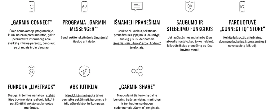 Išmanusis laikrodis Garmin Instinct E, 40 mm Juodas su anglies spalvos dirželiu aprašymas - Prekės nuotrauka