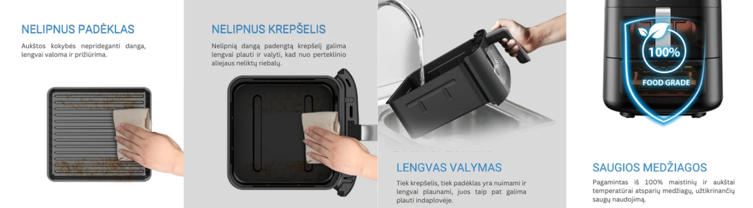Karšto oro gruzdintuvė Midea MAD1100DADK, 1850 W, 4.4/6.4 l aprašymas - Prekės nuotrauka
