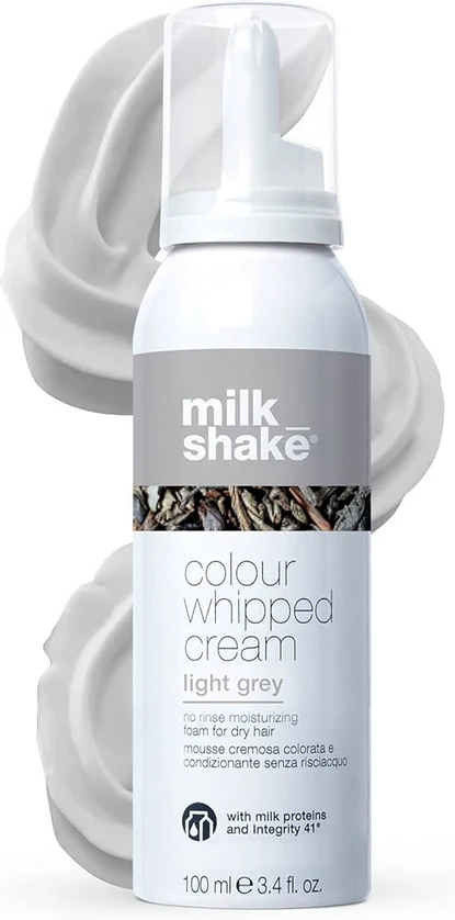 Kondicionuojančios dažomosios putos MILK SHAKE Colour whipped cream ,,Light grey