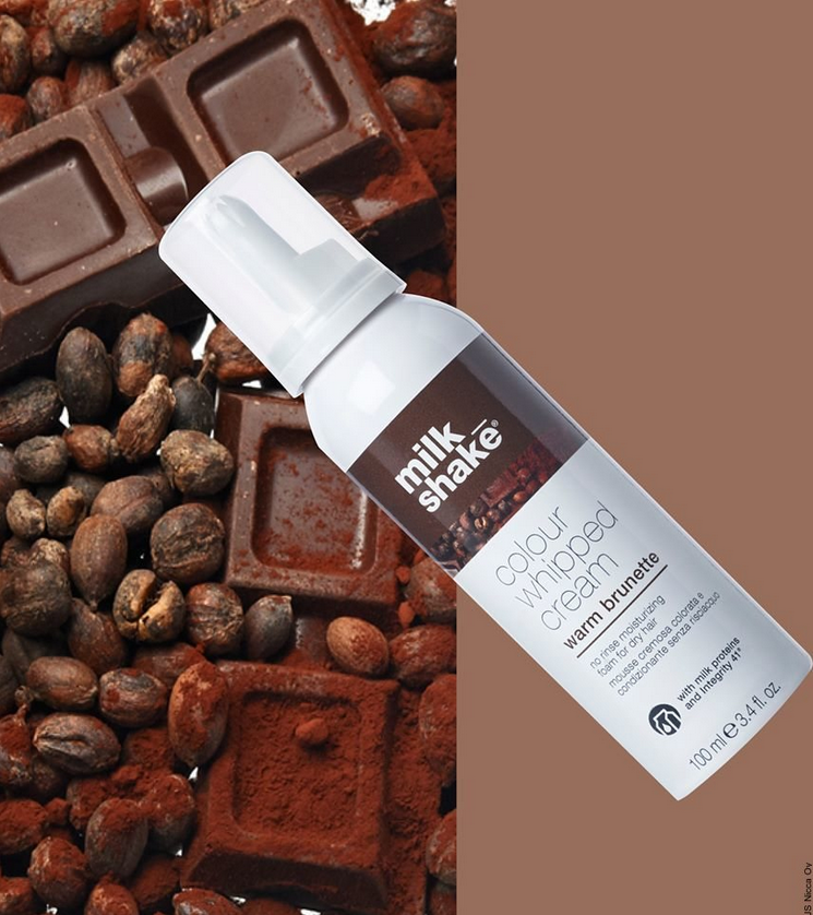 Kondicionuojančios dažomosios putos MILK SHAKE Colour whipped cream ,,Warm Brunette