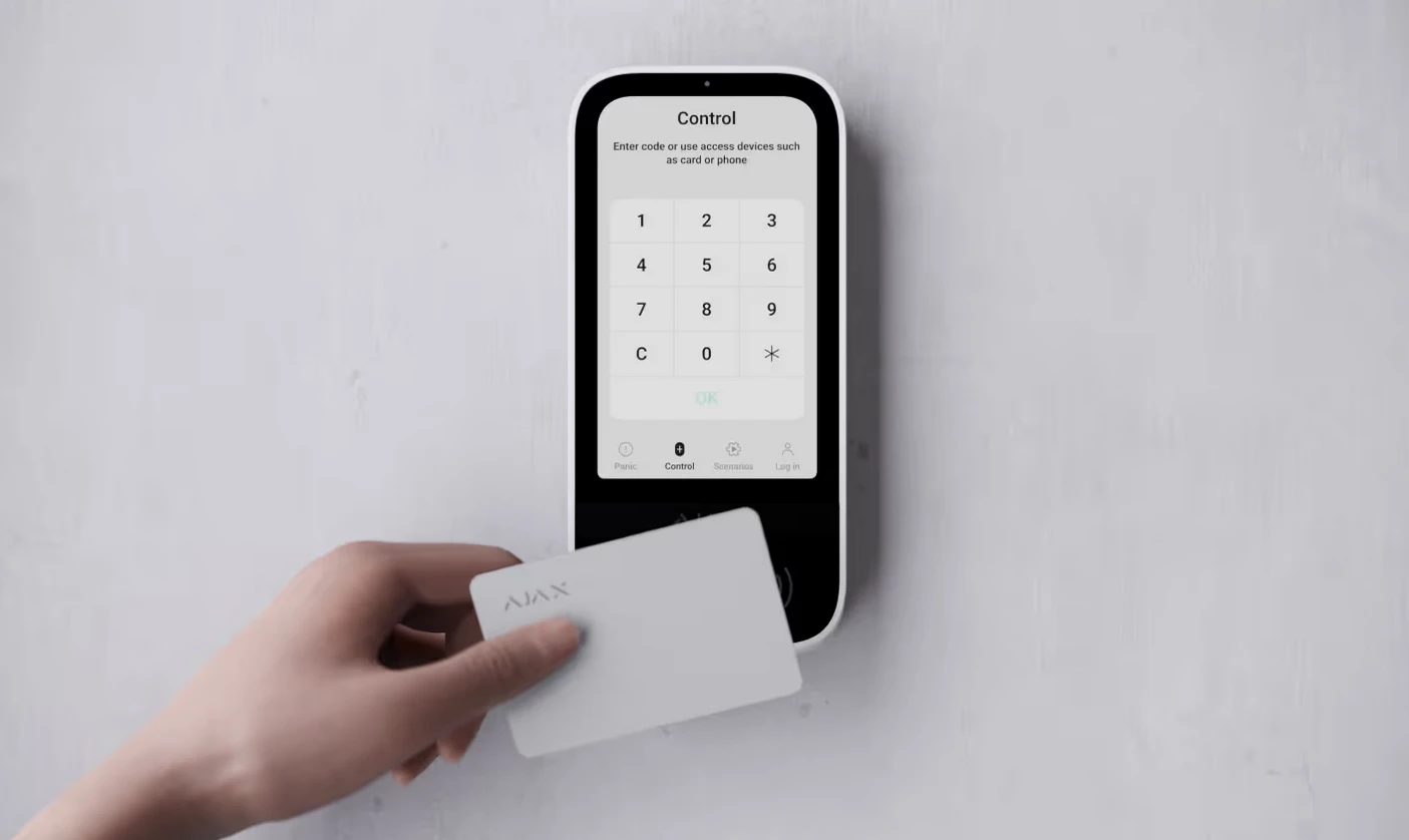 Signalizacijos Klaviatūra Ajax Keypad TouchScreen ASP, Baltos spalvos aprašymas - Prekės nuotrauka