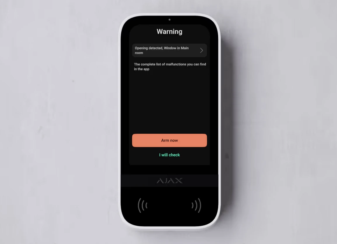 Signalizacijos Klaviatūra Ajax Keypad TouchScreen ASP, Baltos spalvos aprašymas - Prekės nuotrauka