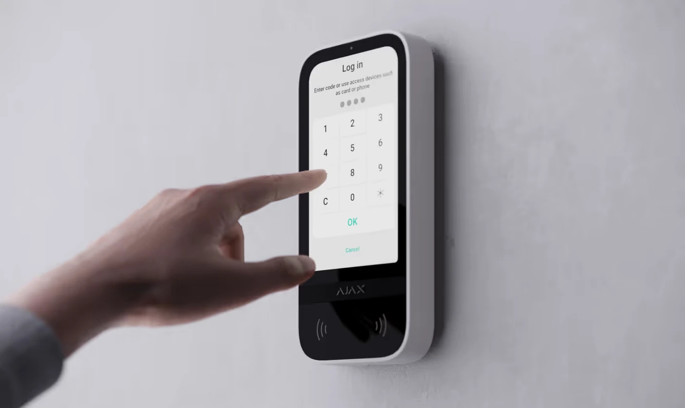 Signalizacijos Klaviatūra Ajax Keypad TouchScreen ASP, Baltos spalvos aprašymas - Prekės nuotrauka