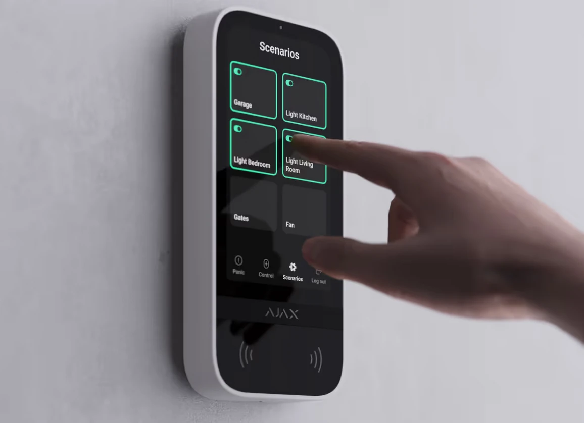 Signalizacijos Klaviatūra Ajax Keypad TouchScreen ASP, Baltos spalvos aprašymas - Prekės nuotrauka
