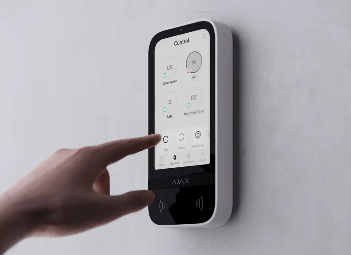 Signalizacijos Klaviatūra Ajax Keypad TouchScreen ASP, Baltos spalvos aprašymas - Prekės nuotrauka