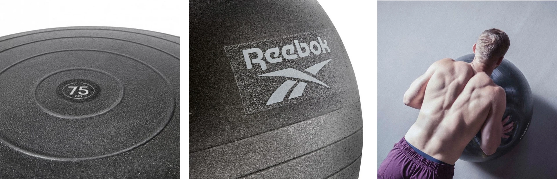 Gimnastikos kamuolys REEBOK RAB-12017BK 75cm (Juodos spalvos) aprašymas - Prekės nuotrauka