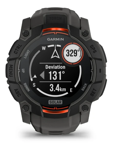 Išmanusis laikrodis Garmin Instinct 3 – 50 mm, Solar, Prieblandos dizaino su saulėgrįžos dizaino dirželiu aprašymas - Prekės nuotrauka