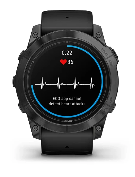 Išmanusis laikrodis Garmin Epix Pro (Gen 2) , Pilkos spalvos nerūdijančio plieno korpusas (51 mm), Juodos spalvos silikoninis dirželis aprašymas - Prekės nuotrauka
