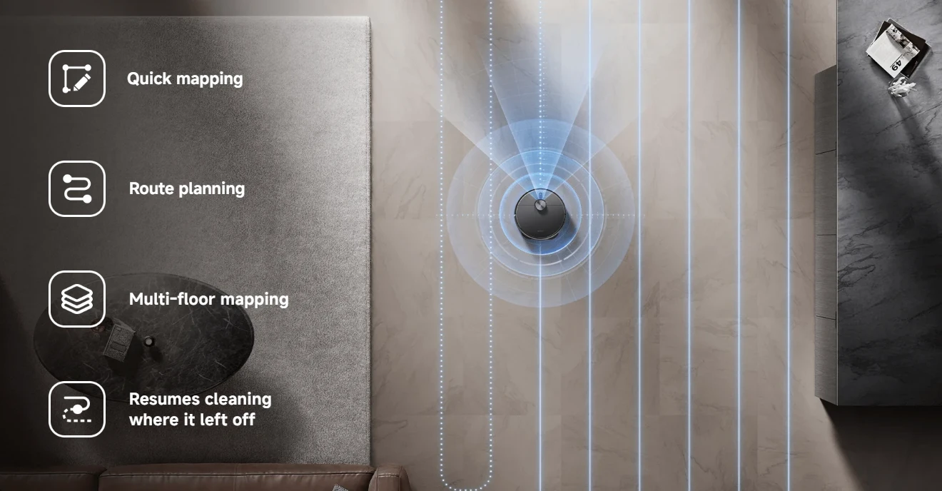 Xiaomi Robot Vacuum X20 Max dulkių siurblys - robotas, Juodos spalvos aprašymas - Prekės nuotrauka