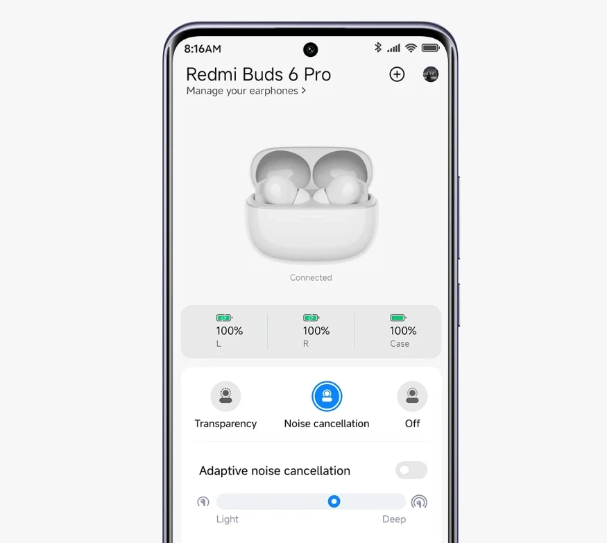 Ausinės Xiaomi Redmi Buds 6 Pro, Baltos spalvos aprašymas - Prekės nuotrauka