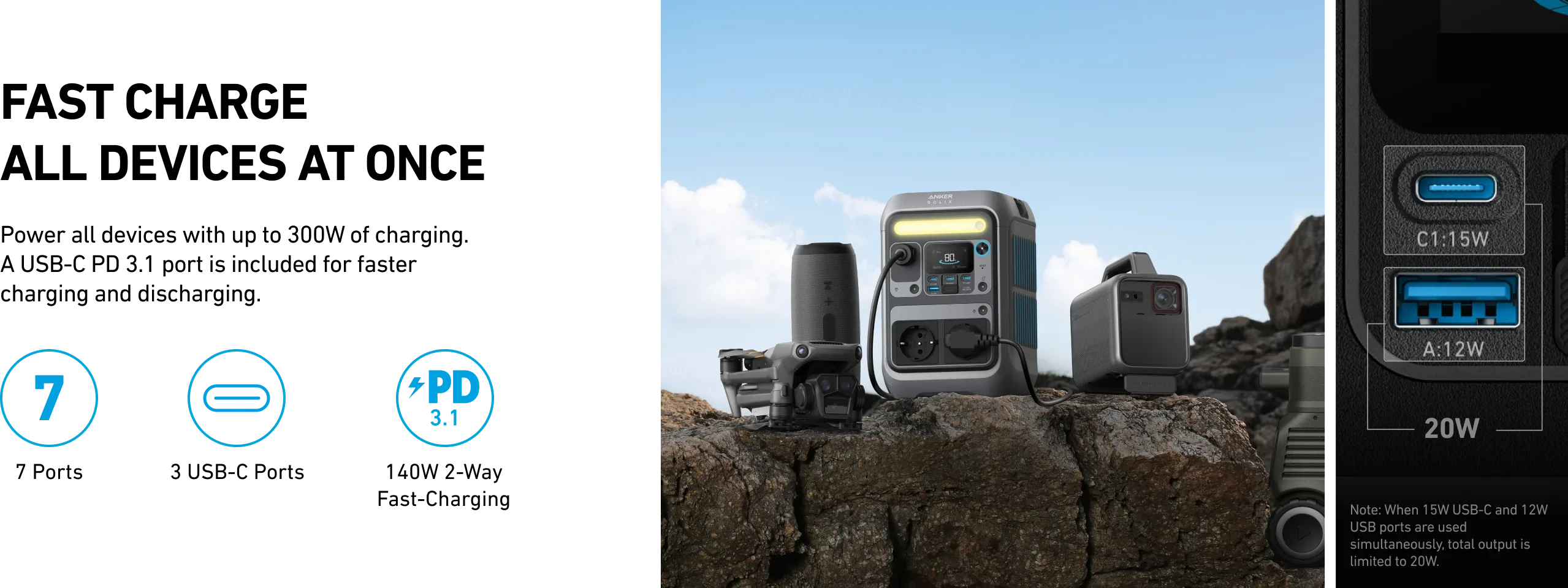 Anker SOLIX C300X nešiojama elektros energijos stotis 288 Wh | 300 W aprašymas - Prekės nuotrauka