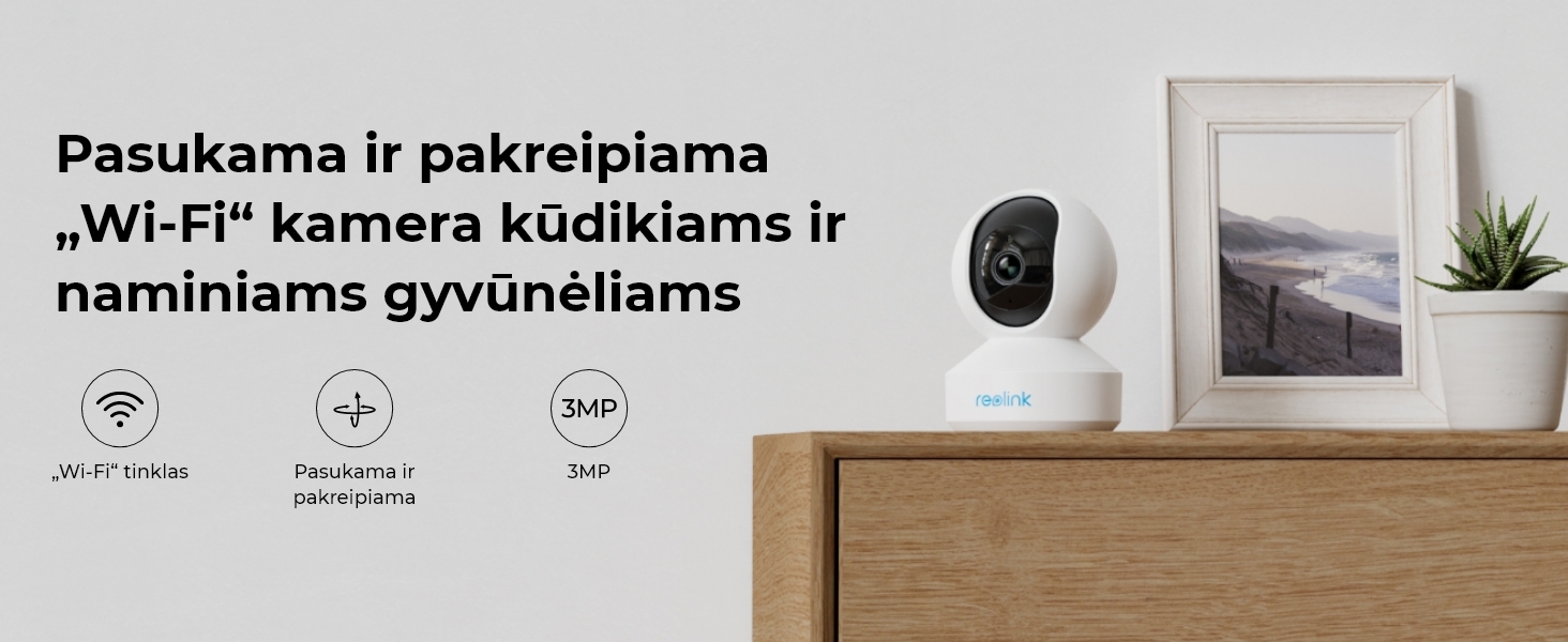 Vidinė apsaugos kamera Reolink E Series E320, baltos spalvos aprašymas - Prekės nuotrauka