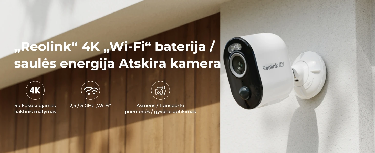 Akumuliatorinė kamera Reolink Argus Series B350, 8 MP, Wi-Fi, microSD aprašymas - Prekės nuotrauka