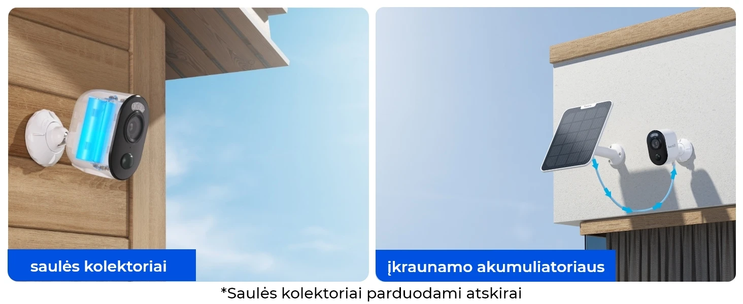 Akumuliatorinė kamera Reolink Argus Series B350, 8 MP, Wi-Fi, microSD aprašymas - Prekės nuotrauka
