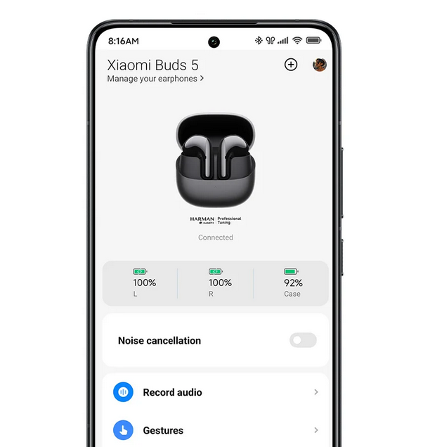 Belaidės ausinės Xiaomi Buds 5, Baltos aprašymas - Prekės nuotrauka