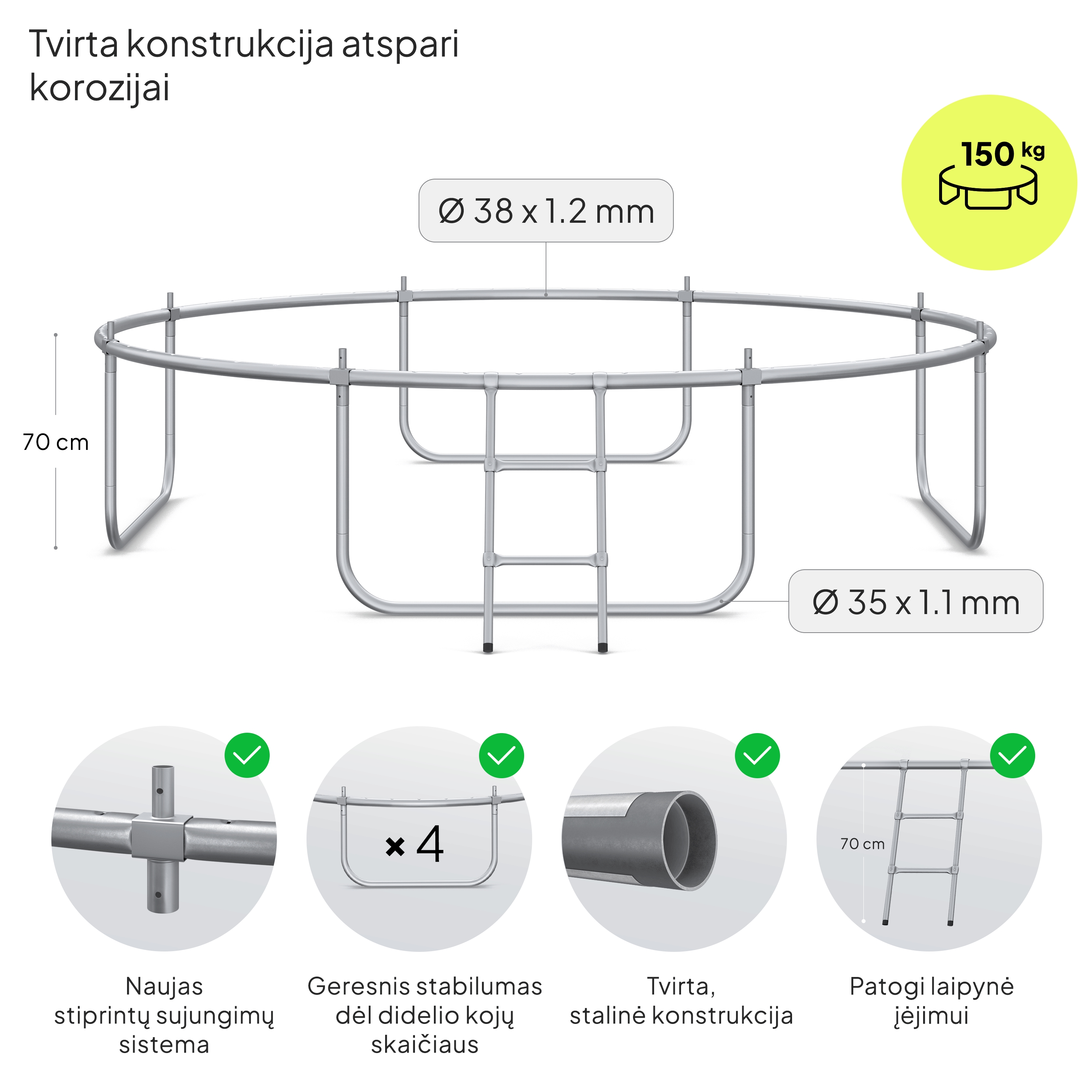 Zipro Jump Pro OUT batutas su išoriniu tinklu, 312 cm aprašymas - Prekės nuotrauka