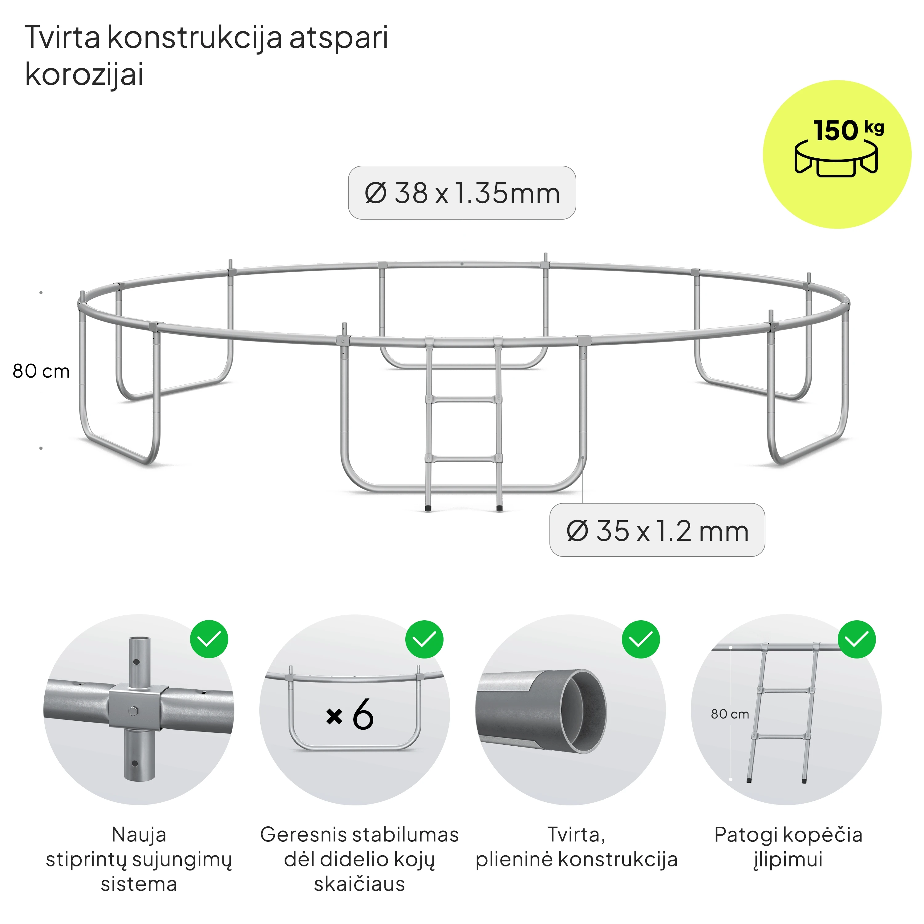 Zipro Jump Pro OUT batutas su išoriniu tinklu, 435cm aprašymas - Prekės nuotrauka