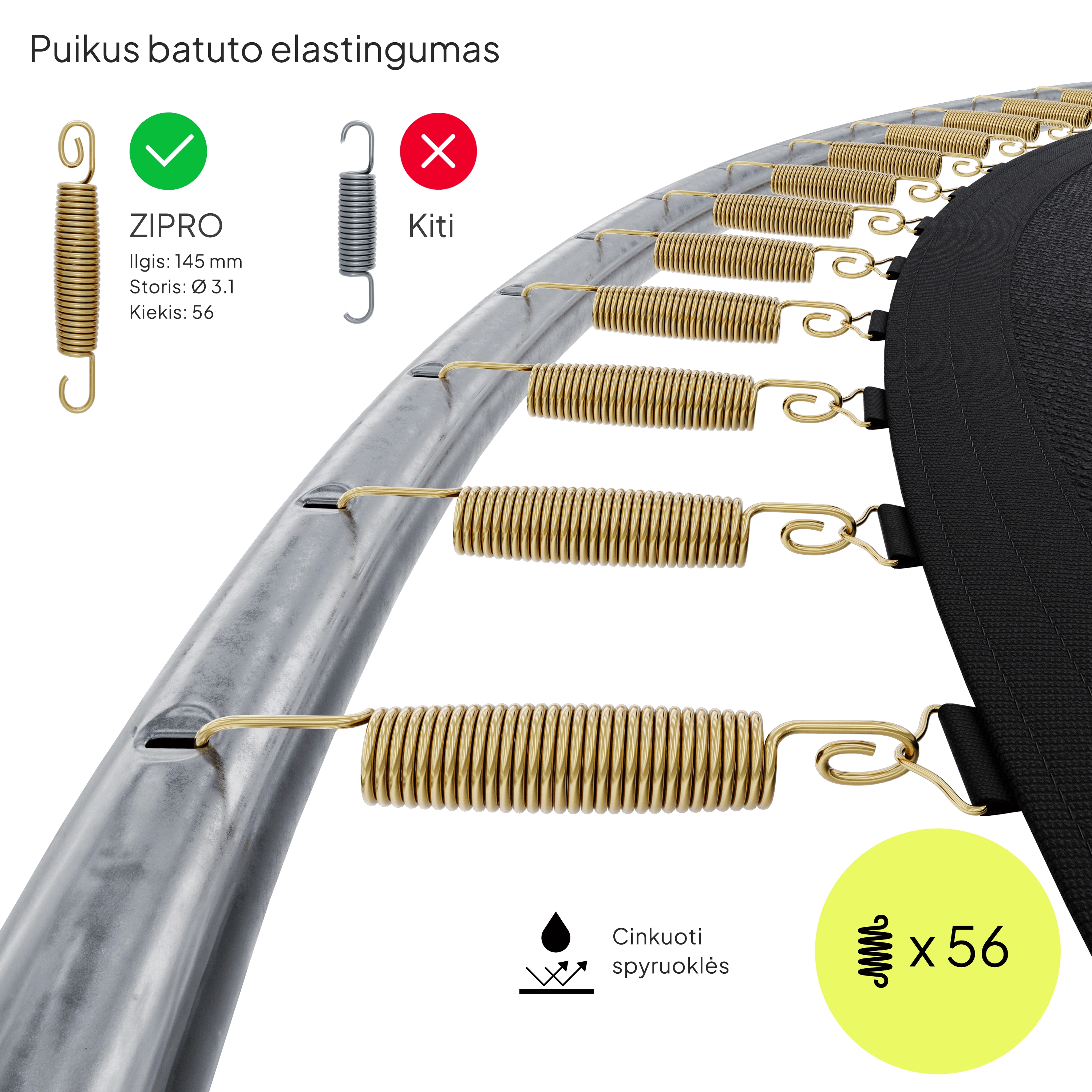Zipro Jump Pro OUT batutas su išoriniu tinklu, 312 cm aprašymas - Prekės nuotrauka