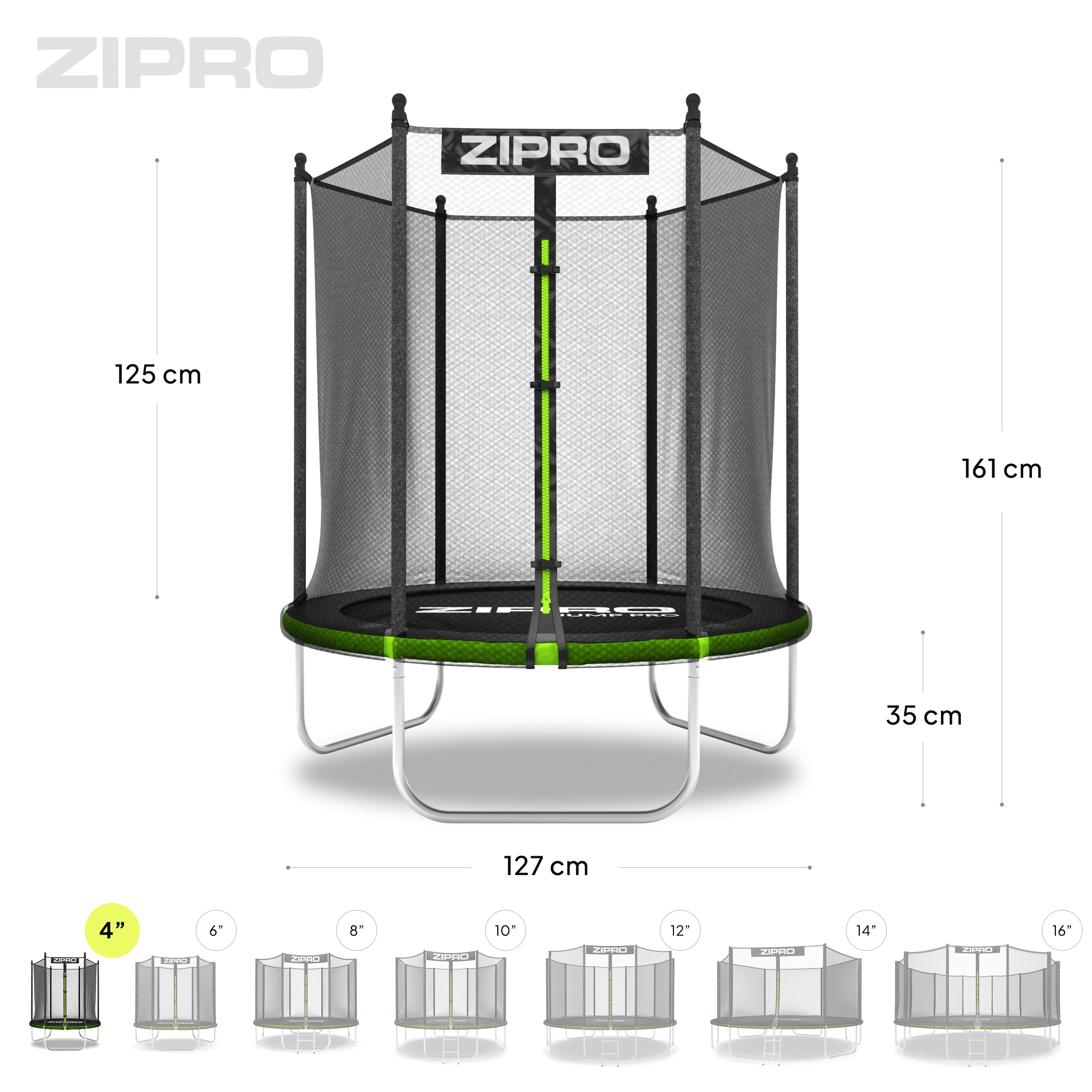 Zipro Jump Pro OUT batutas su išoriniu tinklu, 127 cm aprašymas - Prekės nuotrauka