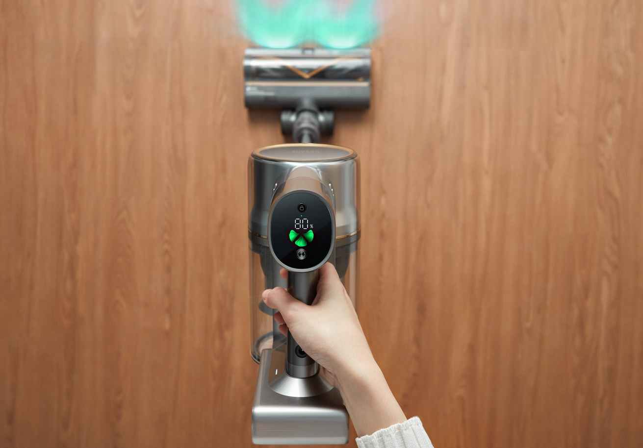 Dulkių siurblys-šluota su plovimo funkcija Dreame R20 Aqua, Pilkas aprašymas - Prekės nuotrauka