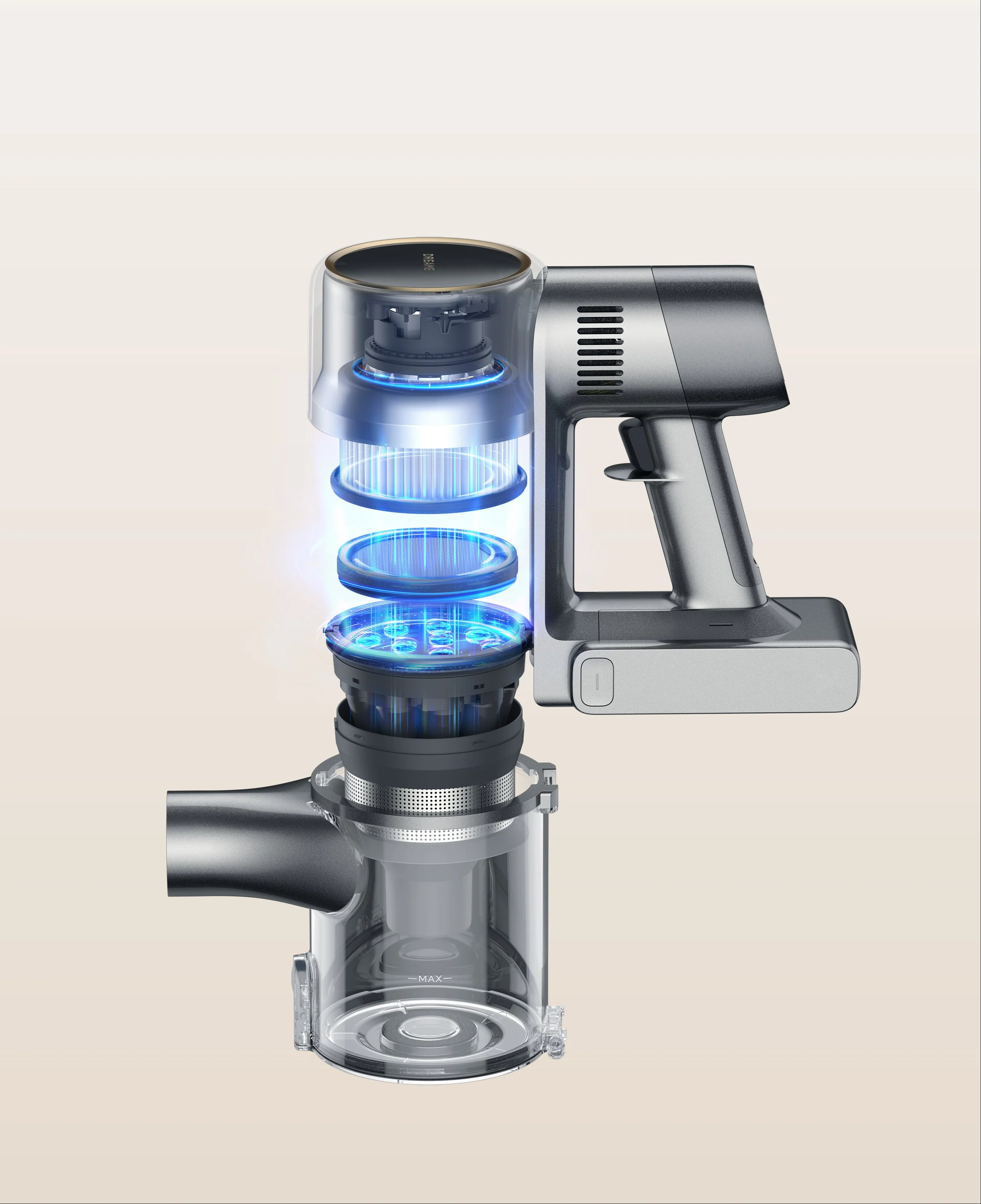 Dulkių siurblys-šluota su plovimo funkcija Dreame R20 Aqua, Pilkas aprašymas - Prekės nuotrauka