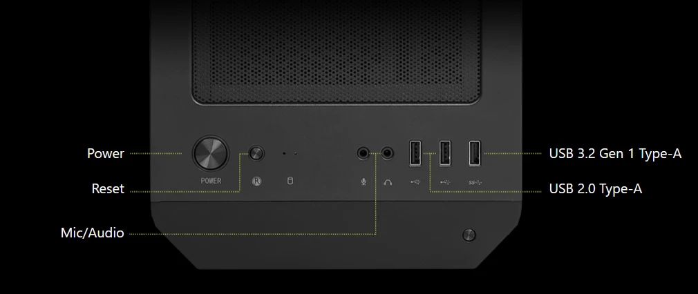 Kompiuterio korpusas MSI MAG FORGE M100A Mini Tower aprašymas - Prekės nuotrauka