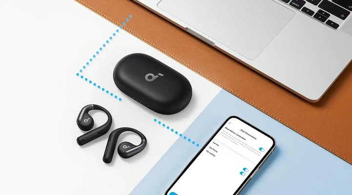 Ausinės Anker Soundcore AeroFit, Juodos spalvos aprašymas - Prekės nuotrauka