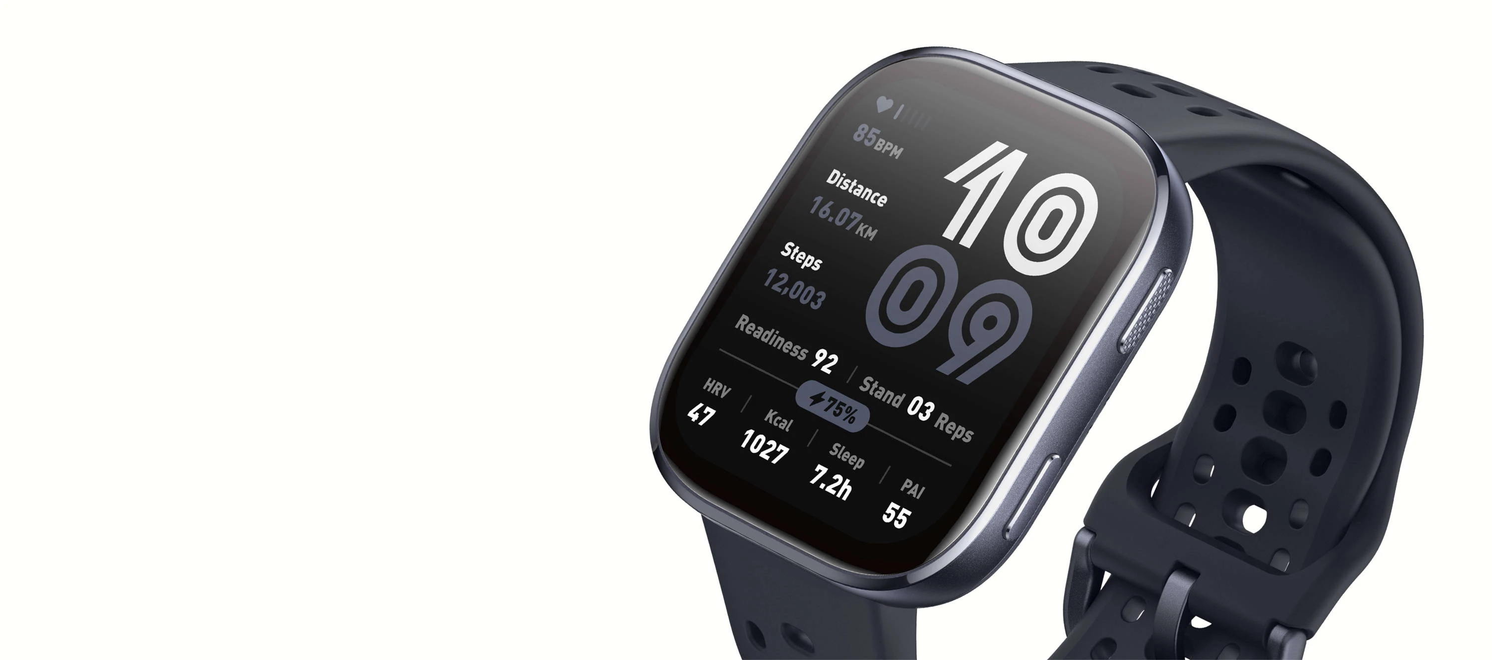 Išmanusis laikrodis Amazfit Bip 6, Kreminės spalvos su rusvu dirželiu aprašymas - Prekės nuotrauka