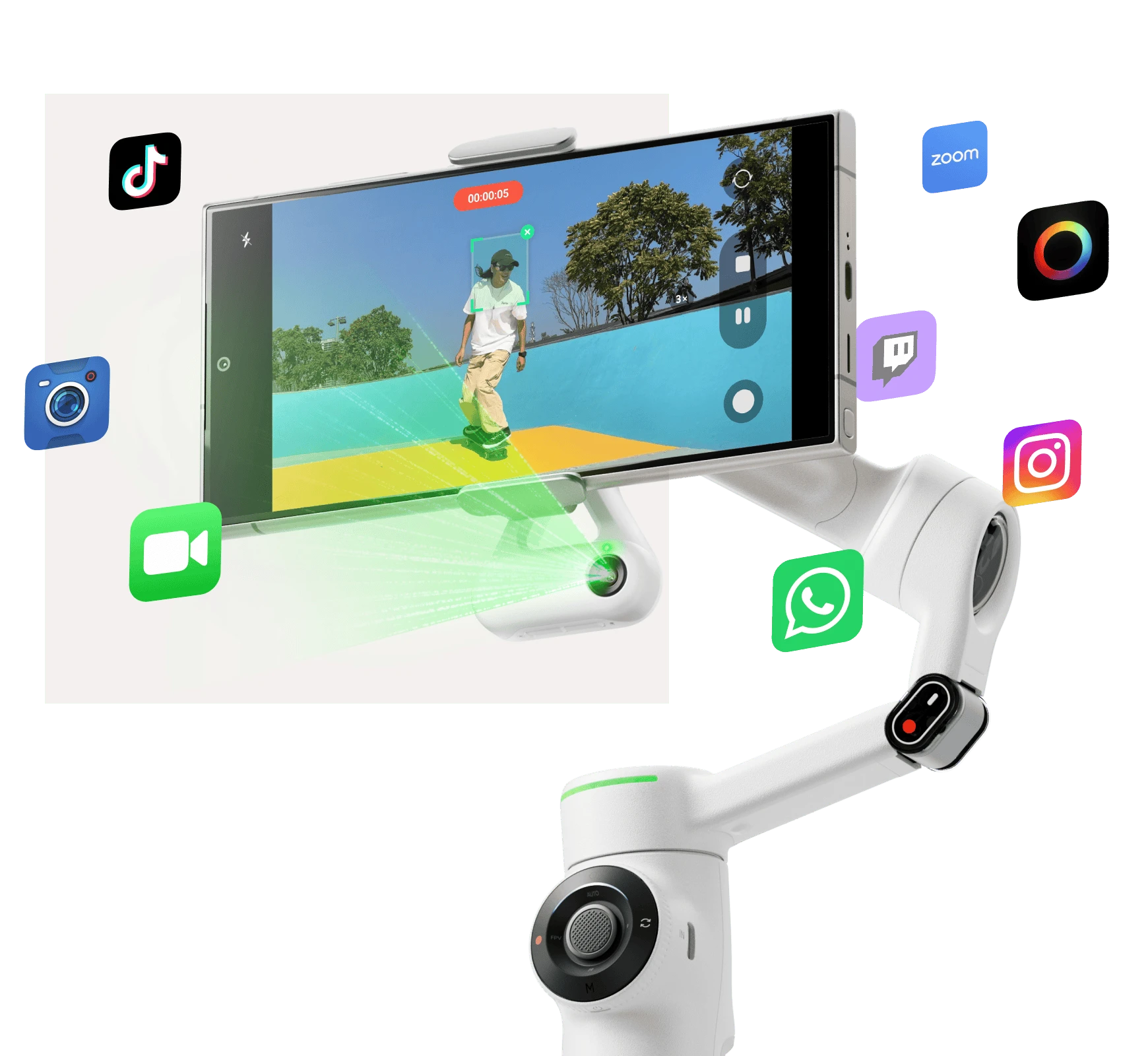 Insta360 Flow 2 Pro vaizdo stabilizatorius telefonui, Pilkas aprašymas - Prekės nuotrauka