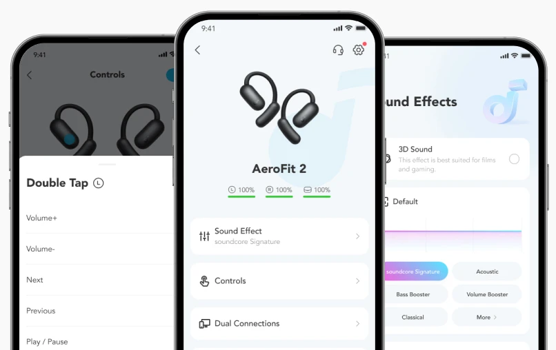 Ausinės Anker Soundcore Aero Fit 2, žalios spalvos aprašymas - Prekės nuotrauka