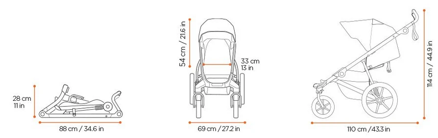 Keturratis visureigis vežimėlis THULE Urban Glide 4 Wheel, Juodas aprašymas - Prekės nuotrauka