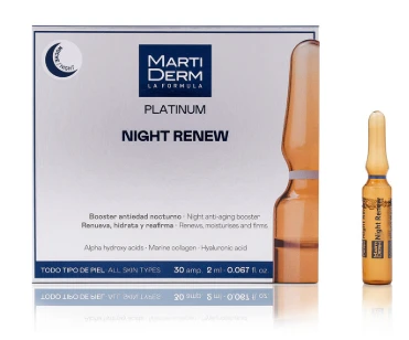 MartiDerm Platinum Night Renew naktinės ampulės nuo raukšlių, 30x2ml aprašymas - Prekės nuotrauka