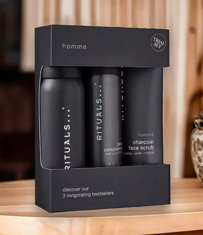Kūno priežiūros rinkinys vyrams Rituals - The Ritual of Homme Trial Set aprašymas - Prekės nuotrauka