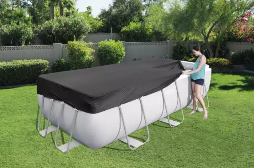 Bestway® Flowclear™ PVC baseino uždangalas 396 x 185 cm, juodas, kvadratinis aprašymas - Prekės nuotrauka