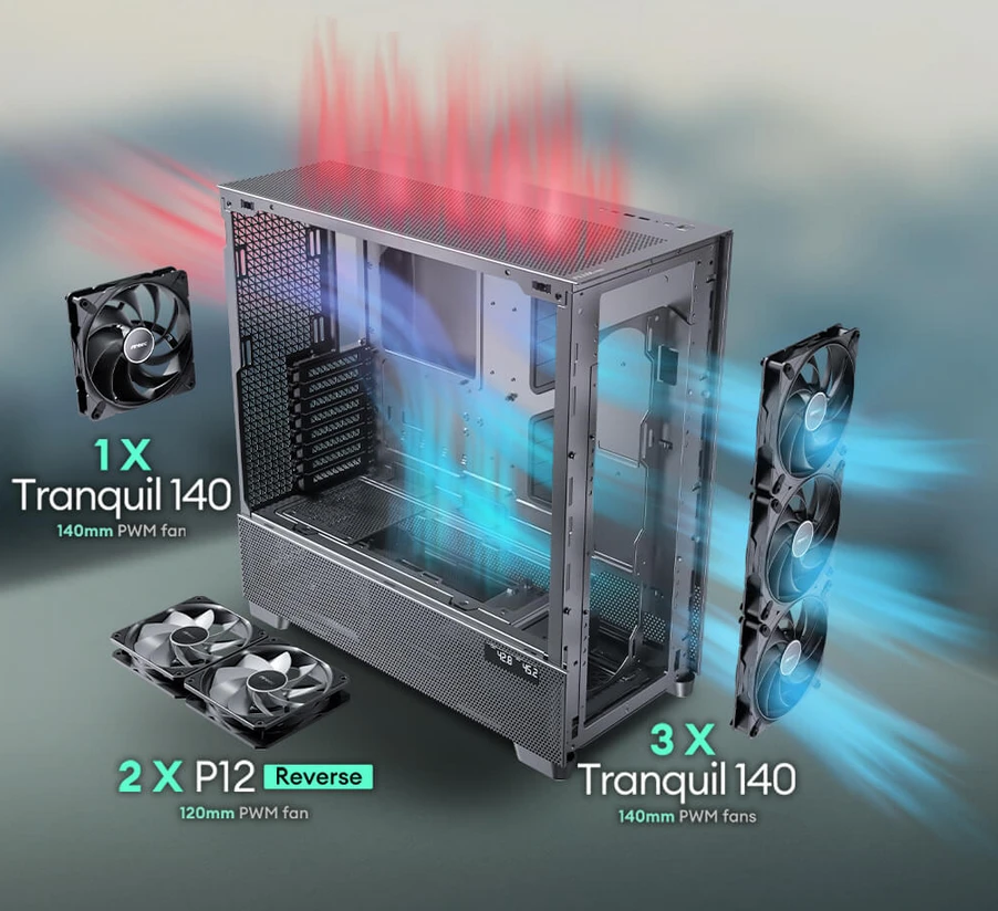 Kompiuterio korpusas Antec Flux Pro, juodas (0-761345-10154-7) aprašymas - Prekės nuotrauka