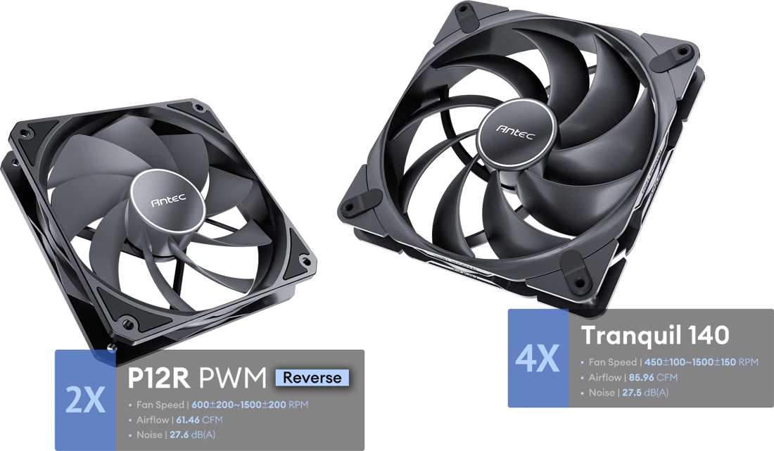 Kompiuterio korpusas Antec Flux Pro, juodas (0-761345-10154-7) aprašymas - Prekės nuotrauka