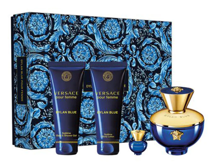 Kvepalų rinkinys moterims Versace Dylan Blue Pour Femme (EDP, 100 ml + EDP, 5 ml + kūno losjonas, 100 ml + dušo želė, 100 ml) aprašymas - Prekės nuotrauka