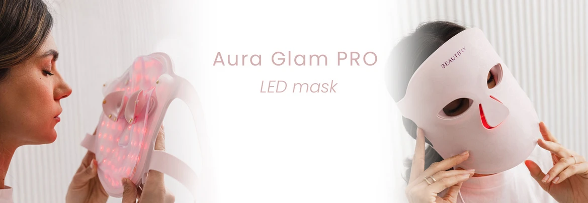 Beautifly Aura Glam Pro LED šviesos terapijos kaukė veidui aprašymas - Prekės nuotrauka