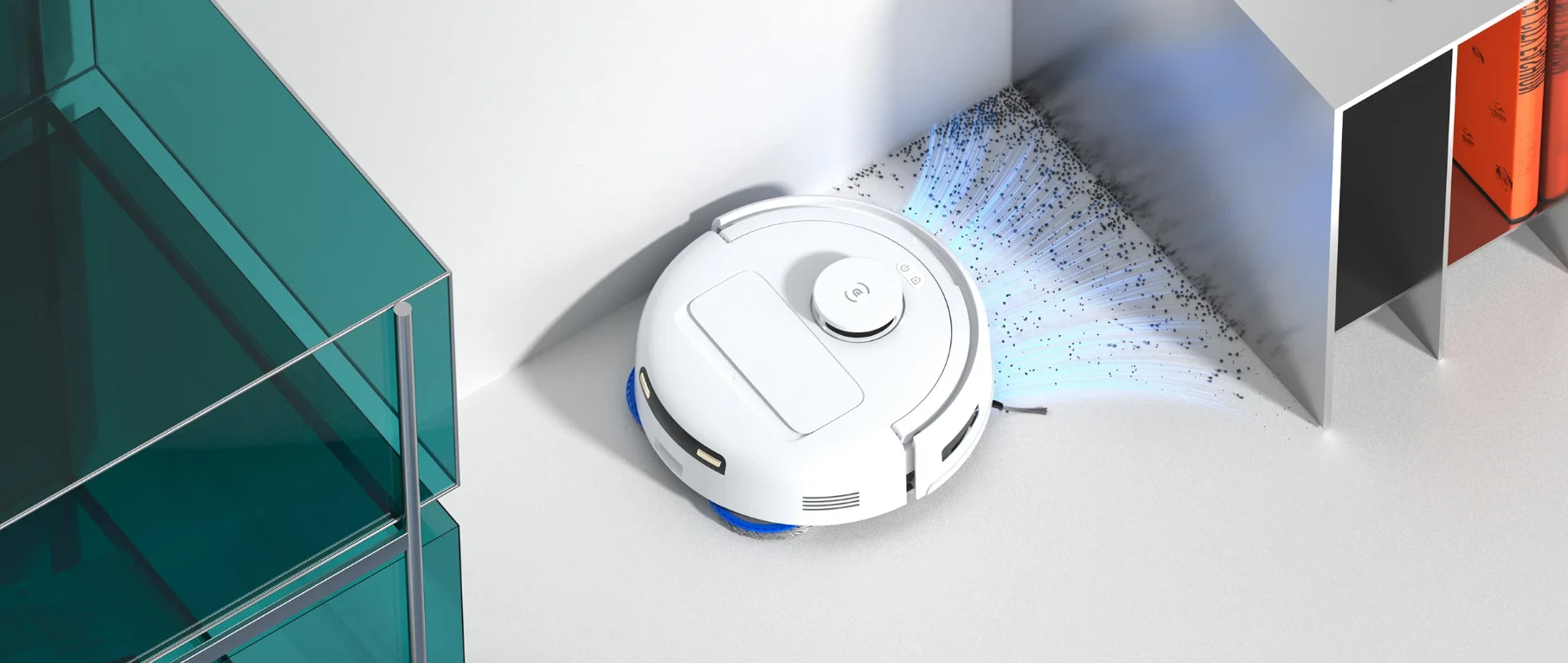 Dulkių siurblys - robotas Ecovacs DEEBOT mini Blue, Baltas aprašymas - Prekės nuotrauka