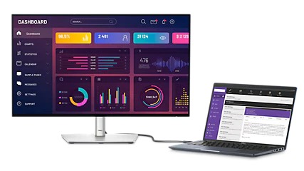 Monitorius Dell UltraSharp U2724DE/ 16:9/ WQHD IPS/ 120Hz/ 5ms/ DP HDMI 1xUSB-C 3xUSB /Thunderbolt /VESA Sidabrinis aprašymas - Prekės nuotrauka