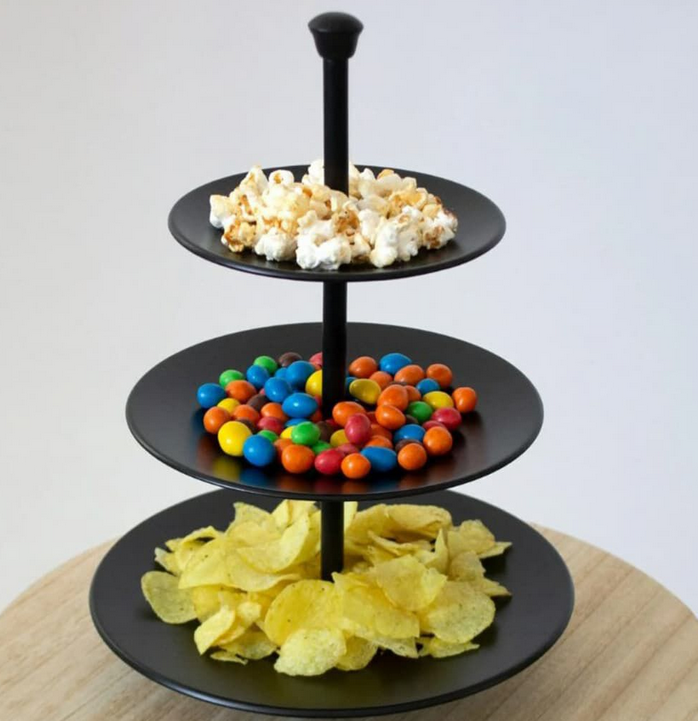 Serviravimo stovas Excellent Houseware, 3 aukštų, juodas, 36,5 cm aukščio aprašymas - Prekės nuotrauka
