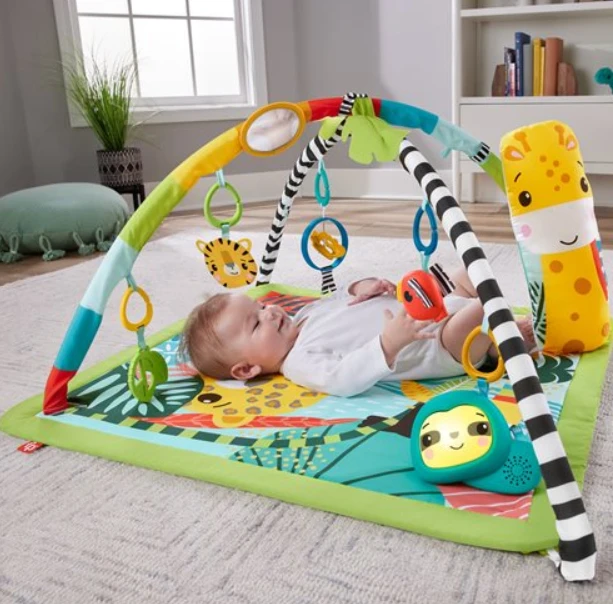 Lavinamasis kilimėlis Fisher-Price 3-in-1 Rainforest Sensory Gym, su atogrąžų miško gyvūnais (FPHJW08) aprašymas - Prekės nuotrauka