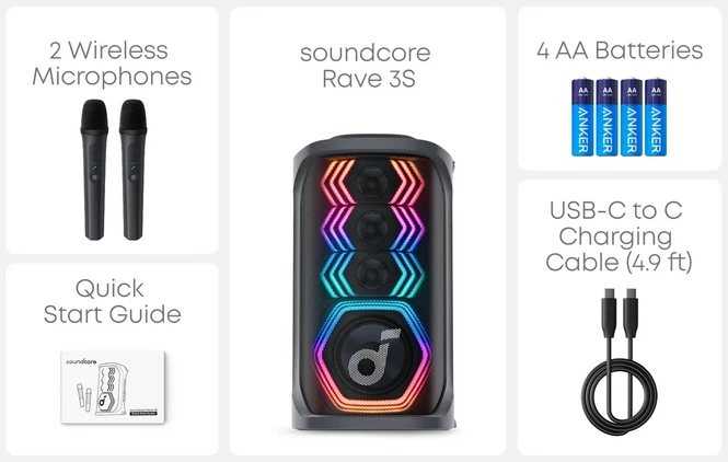 Nešiojama kolonėlė Anker Soundcore Rave 3S aprašymas - Prekės nuotrauka